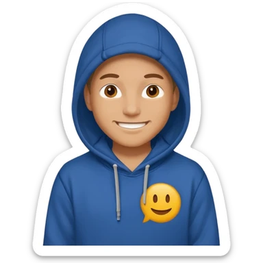 make image of white person, he is wearing hoodie with BST sign of it sticker