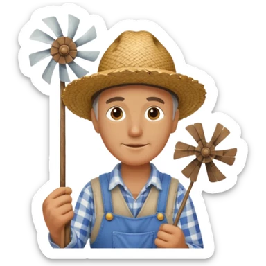 Farmer holding a mini windmill sticker