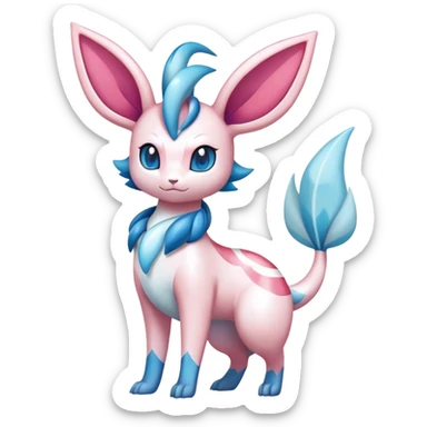 Shiny Cute Milotic-Sylveon-Glaceon-Vaporeon-Dragonair-Pokémon-hybrid-fusion full body sticker