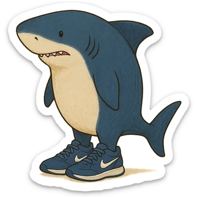 blue shark in blue Nike tennis shoes sticker