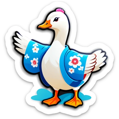 Goose wearing a kimono  sticker