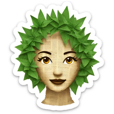  Hemp 420 lady face made of 420 origami newspaper roses hemp leaves lantern fairy lights burning paper and hemp leaves in hair and fairy lights sticker
