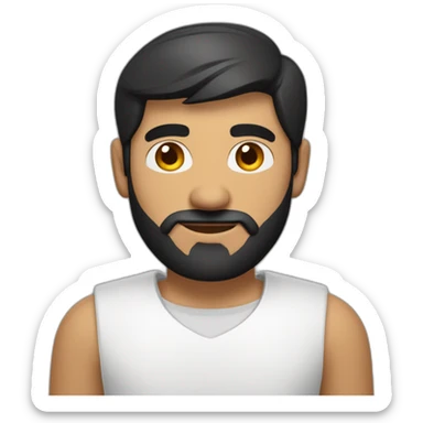 Indian white tan skin man developer in plain white shirt with sleeve up and nice medium length short black hair close up profile image sticker