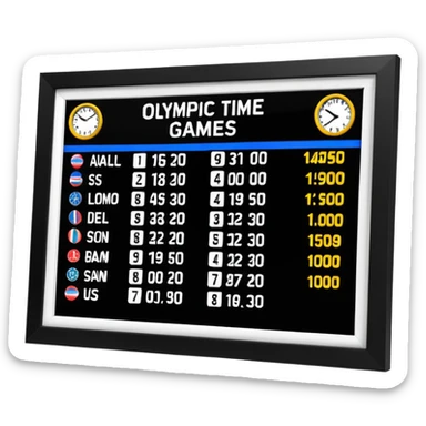 un panneau des jeaux olympic qui affiche le temps des coureurs affichant 9.58s  sticker