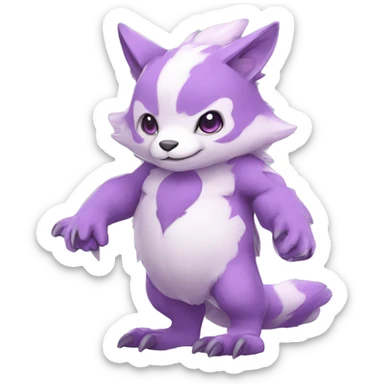 Cute cool purple white pink animal hybrid Fakemon full body sticker