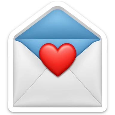 envelope with a small heart coming out sticker