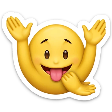 Emoji with tounge out and hands going side to side sticker