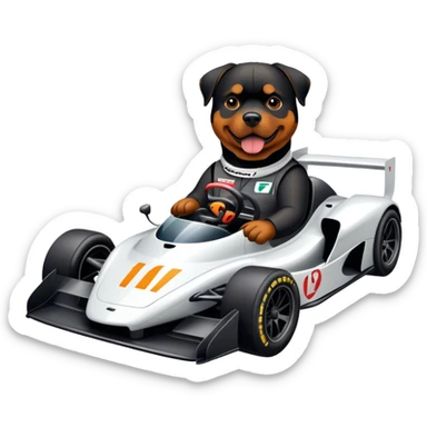 Rottweiler in an McLaren f1 race car  sticker