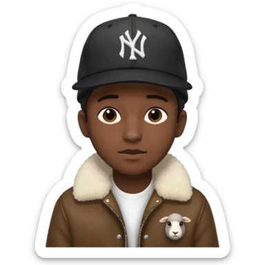 Cappellino New Era New York nero e persona con giubbotto di pecora sticker