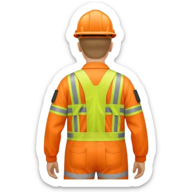 Engineer in orange hi-vis overalls facing away sticker