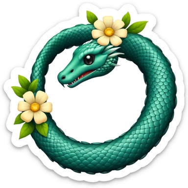 ouroboros serpent made of flowers sticker
