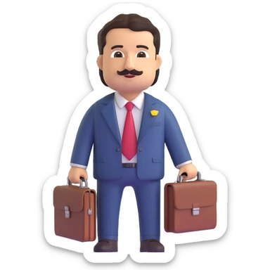 Pablo Escobar emoji holding a briefcase, wearing a suit sticker