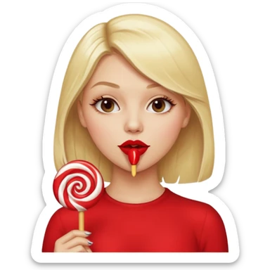 A naked blonde female sucking on a lollipop seductively with nice tits sticker