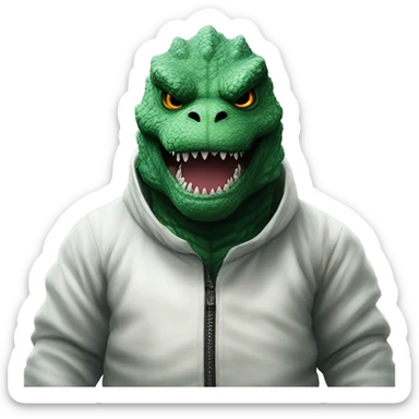 Godzilla dressed in a hazmat suit sticker