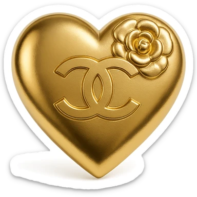 Chanel heart elegant metallic gold with camellia flower accent sticker