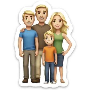 Father 40 beautiful wife white daughter blond 7 son blond 10 sticker