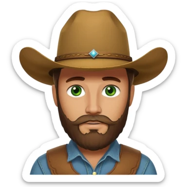 yellowstone dutton ranch cowboy with beard and green eyes sticker