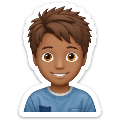 boy with brown hair and brown eyes brown messy hair with cute smile wearing baggy jeans with a t shirt sticker