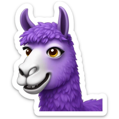A purple llama with squinting eyes and protruding teeth sticker