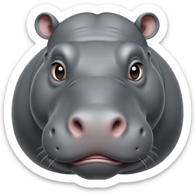 cinematic-noble-hippo-portrait-emoji,-poised-and-regal,-with-a-massive,-robust-build-and-a-smooth,-sleek-slate-gray-hide,-deep-set-soulful-eyes,-simplified-yet-sharp-and-sophisticated-features,-highly-detailed,-glowing-with-a-soft radiance sticker