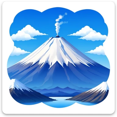 Mount Fuji, the iconic snow-capped mountain of Japan with blue sky sticker