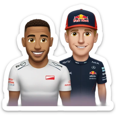 Lewis Hamilton with Max verstappen sticker