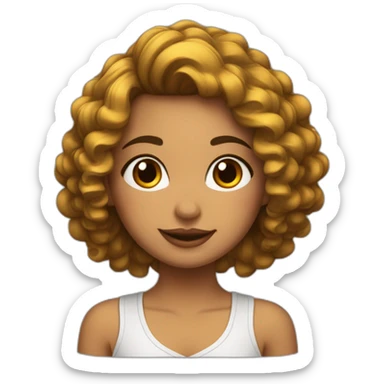 Chica con cabello rizado color negro, piel morena  y pelo recogido sticker