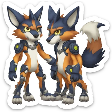  Cool Edgy Digimon-Fakemon-Fox with edgy markings full body sticker