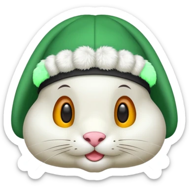 Conejo con gorro ruso verde el conejo blanco sticker