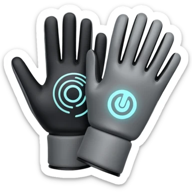 Minimal emoji of a futuristic nano-tech glove with subtle glowing lines, flat sci-fi wearable icon sticker