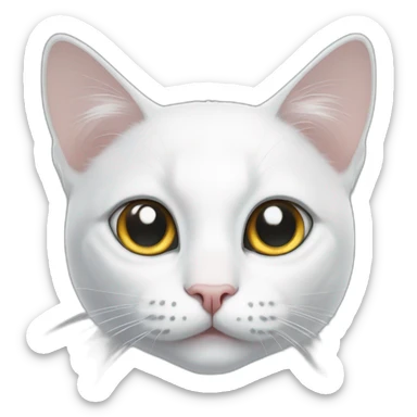 white cat with heterchromia eyes and gray spot on head sticker