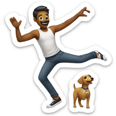 Dancing man with a dancing dog sticker