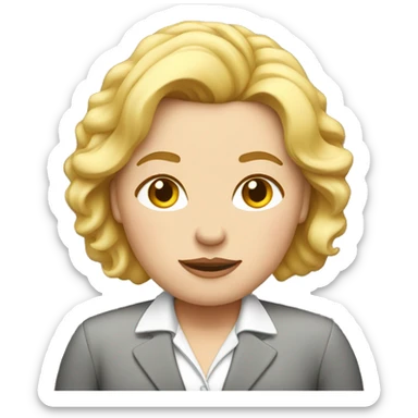 Obesity. A middle-aged woman with golden hair, dressed in business attire. sticker