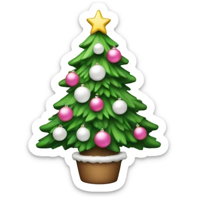 Christmas tree with pink and white ornaments  sticker