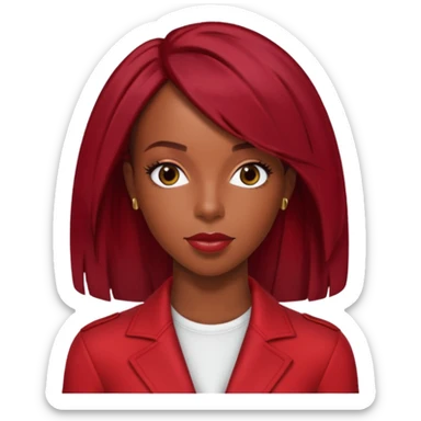 Kelly Rowland from Destiny's Child with dark red hair, red outfit sticker