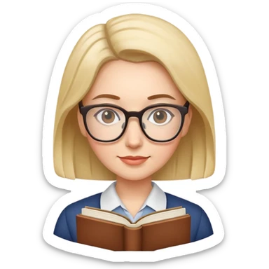 female teacher with glasses and book sticker