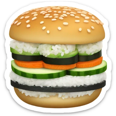 Sushi burger with rice buns sticker