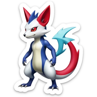 Cool Edgy Badass Shiny Colorful Digimon-Sneasel-Zangoose-hybrid full body sticker