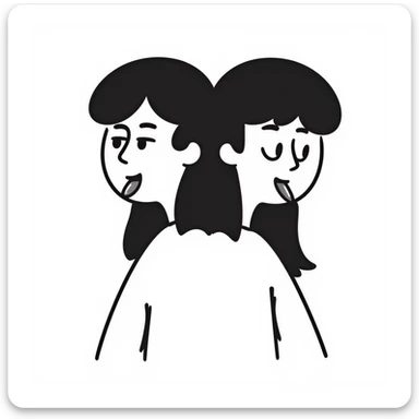 woman with two heads sticking out their tongues sticker