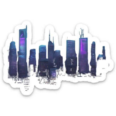 cyberpunk city skyline at night sticker