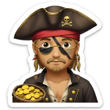 pirate with treasure. sticker