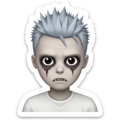 zombie boy with spiky emo hair and white shirt emoji to use or share on Discord and Slack. sticker