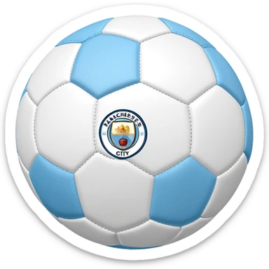 Soccer ball in Manchester City sky blue and white colors sticker