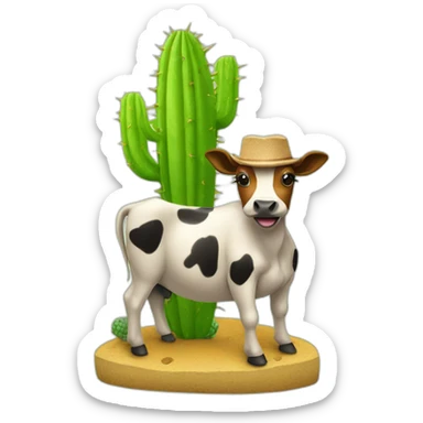 vache sur un cactus sur un caca sticker