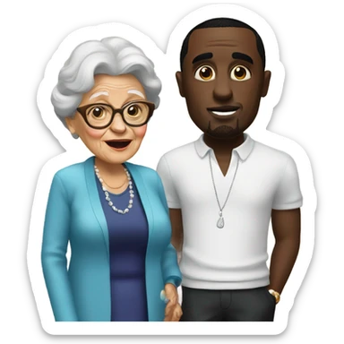 Old lady and p Diddy  sticker