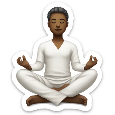 person meditating with crossed legs and white clothes sticker