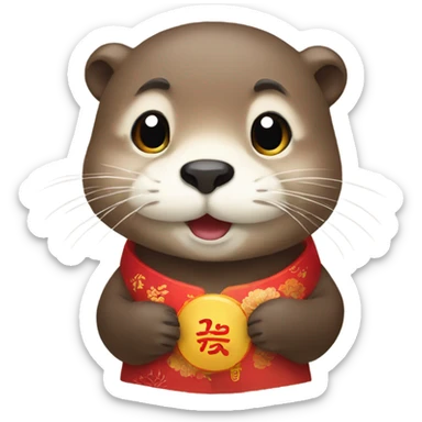 an otter when korean lunar new year sticker