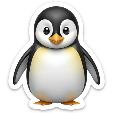 cinematic-cute-emperor-penguin-portrait-emoji,-head-tilted-playfully-and-inquisitively,-with-glossy,-pristine-plumage,-sparkling-eyes-filled-with-curiosity,-simplified-yet-irresistibly-adorable-features, black, large black eyes face, zoomed in sticker