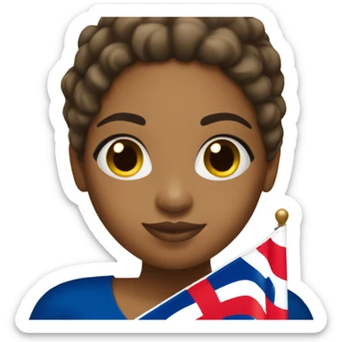 Dominican girl holding Dominican flag tan skin  sticker