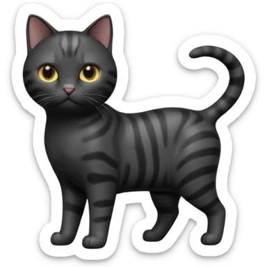 A 3D cartoon jet-black American Shorthair cat, smooth shiny coat, subtle reflections, balanced light contrast, Memoji-style realism. full body or half body. sticker